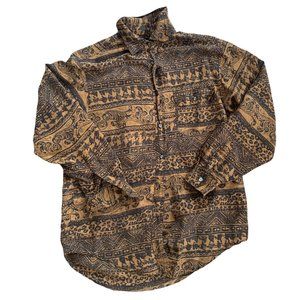 Diane Gilman For Soliloquy Abstract Print 100% Silk Shirt S